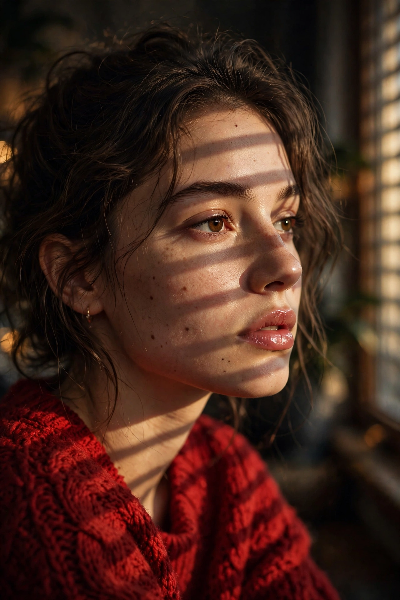Crimson Window Light Portrait