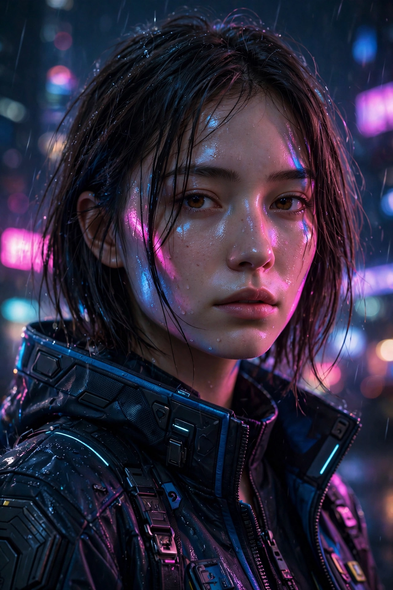Neon Nights Cyberpunk Portrait