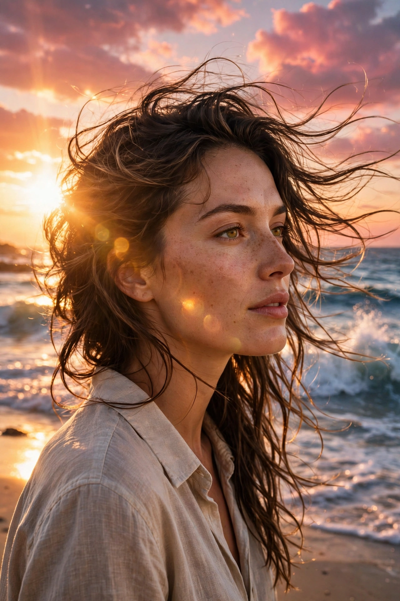 Beach Sunset Glow Portrait