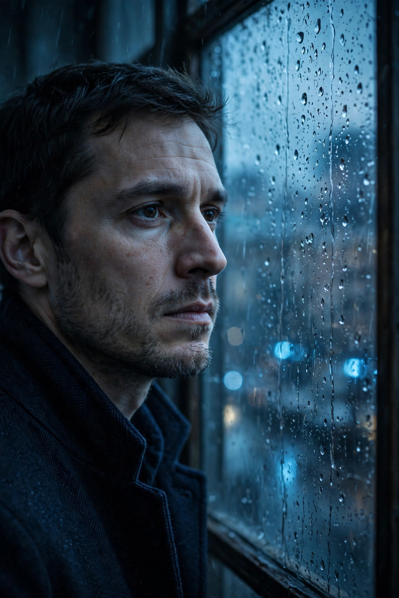 Rainy Window Mood Portrait