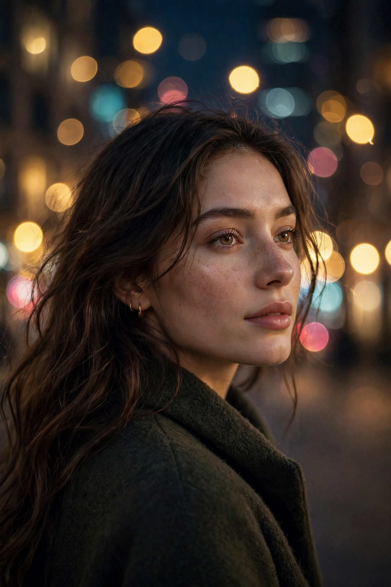 Dreamy Bokeh Night Portrait