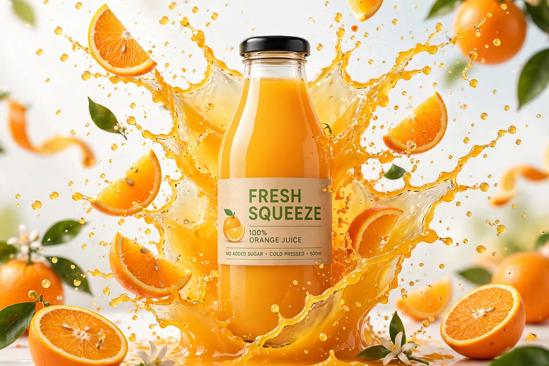 Juice Bottle Splash Freeze